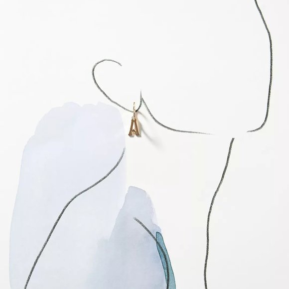 Anthropologie Gothic Monogram Hoop Earrings NWT - Picture 6 of 6